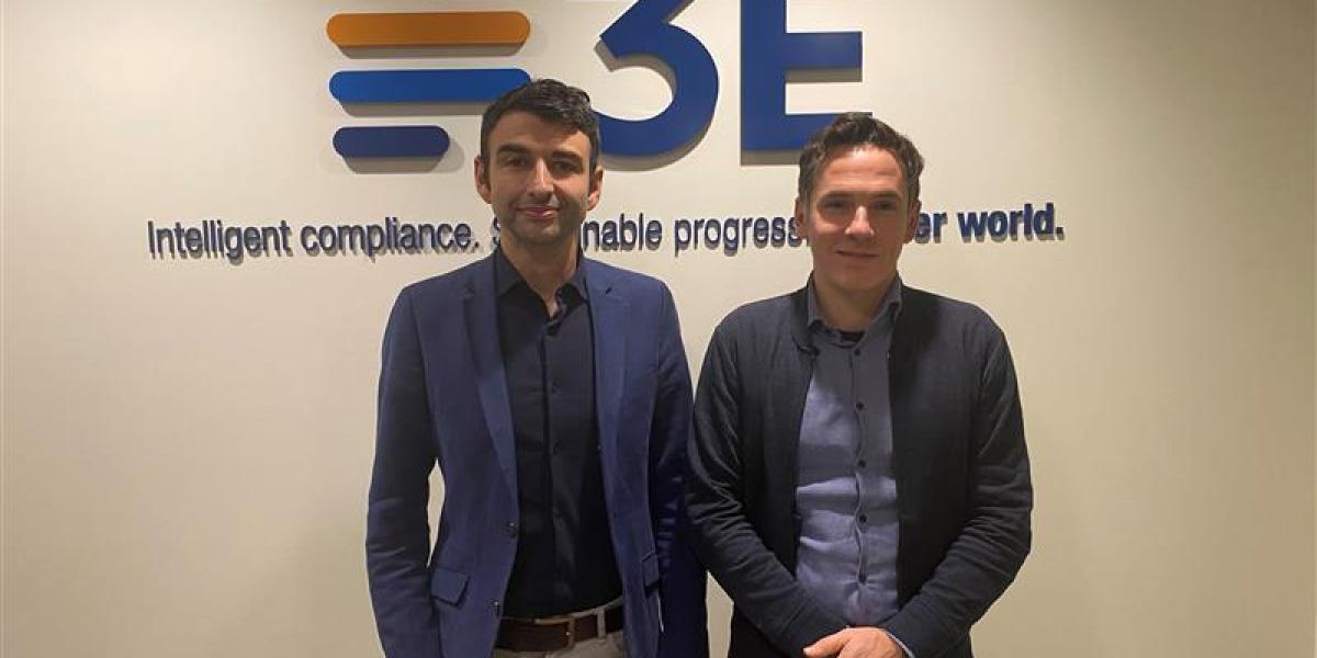 Photo caption: Lorenzo Zullo, right, and Luca Mohamamdi visited 3E's Bethesda, Md. office in November after 3E announced its acquisition of Chemycal, the regulatory monitoring company the duo co-founded in 2015.