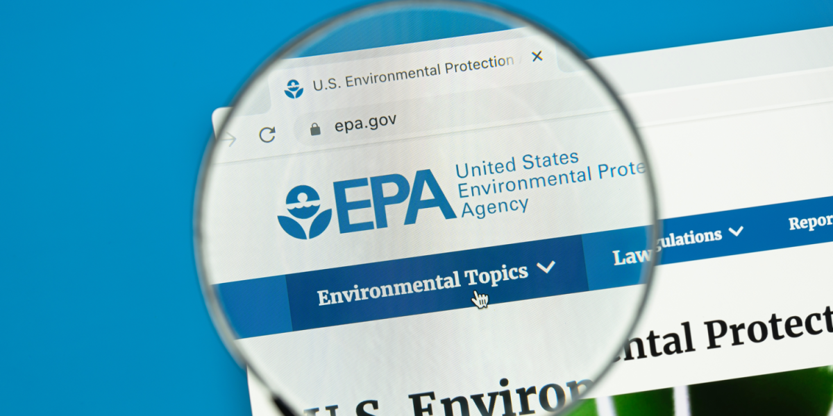 US EPA website page with magnifying glass over environmental topics