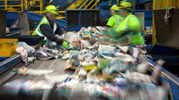 Assembly line of recycled materials