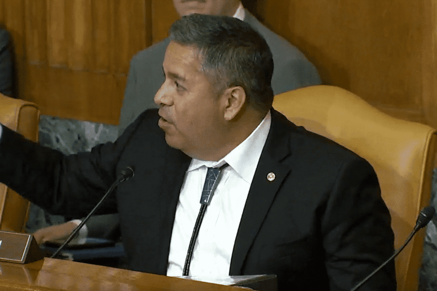 Sen. Ben Jay Lujan (D-N.M.) addresses a witness during a Senate Budget Committee hearing 15 May 2024. (Credit: Senate Budget Committee).
