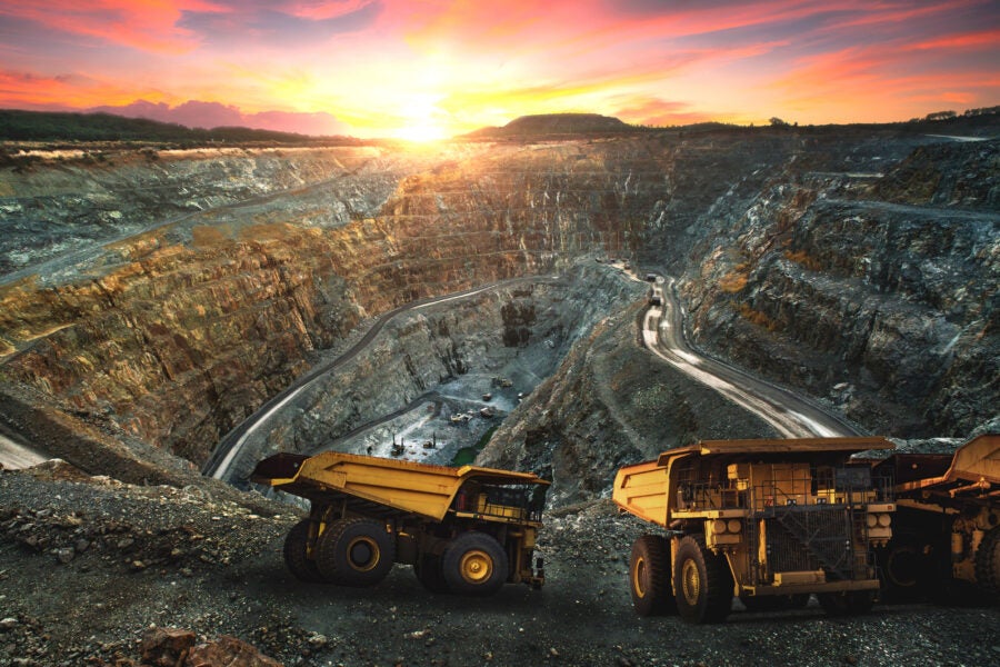 Big dump truck loading for transport minerals gold,Mining industrial at Thailand