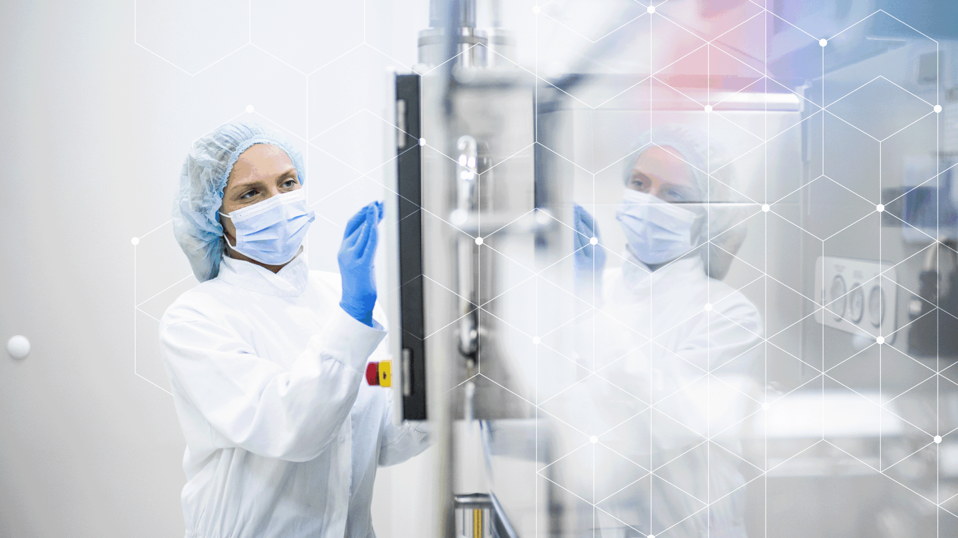 Worker in chemical facility using screen