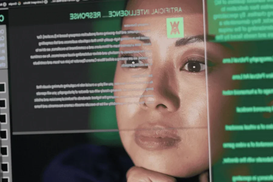 Asian woman reviewing AI results