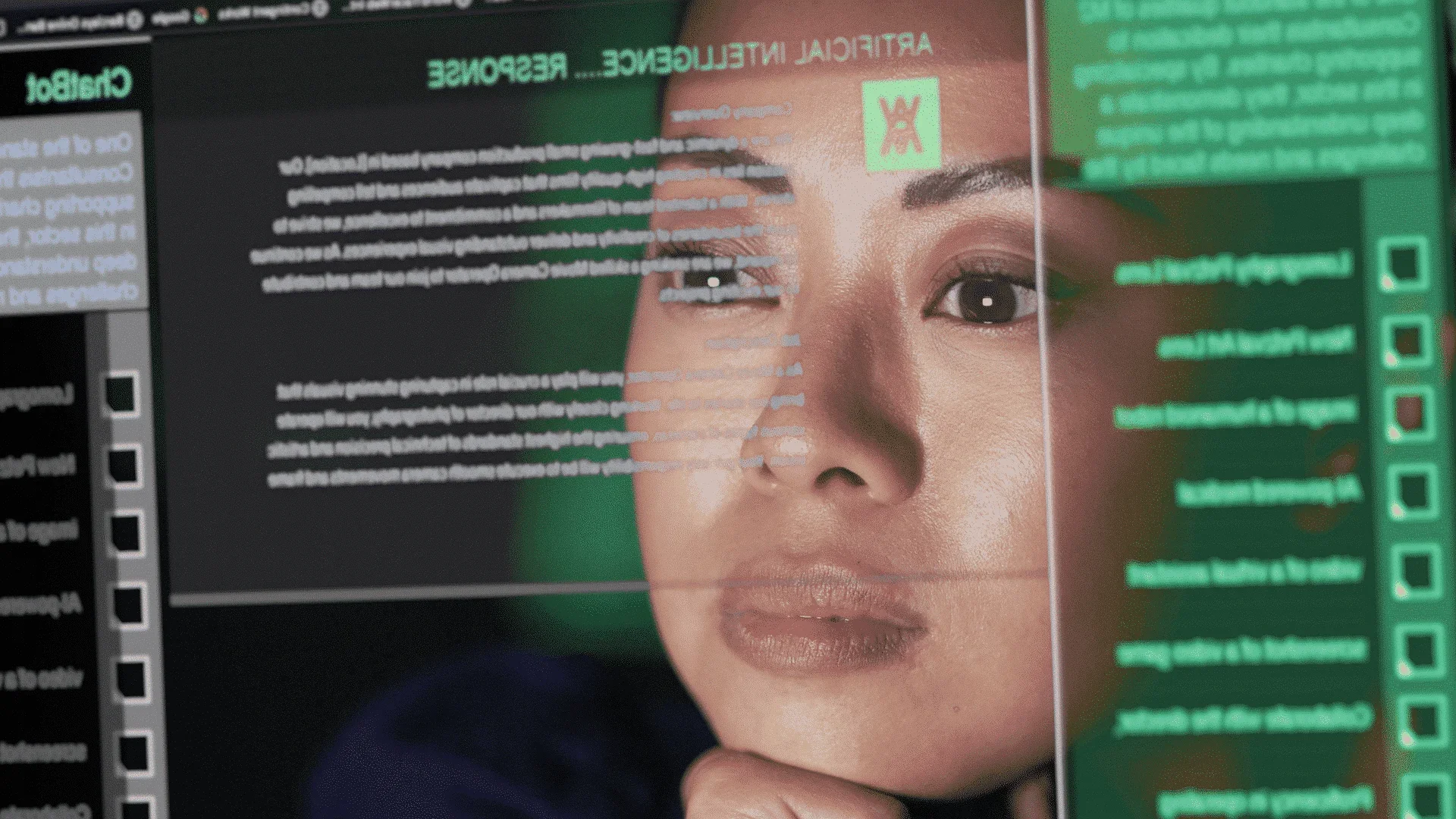 Asian woman reviewing AI results