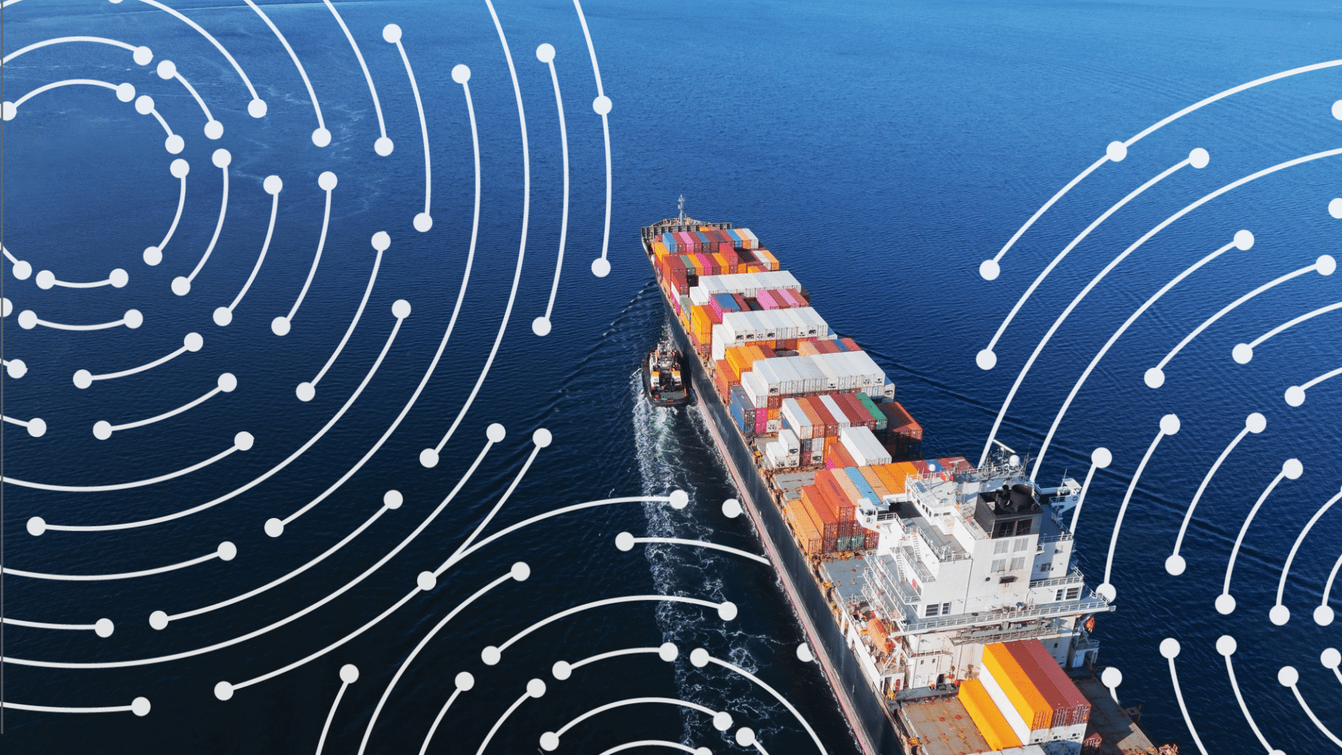 Supply chain data collection, container ship with 3E branding