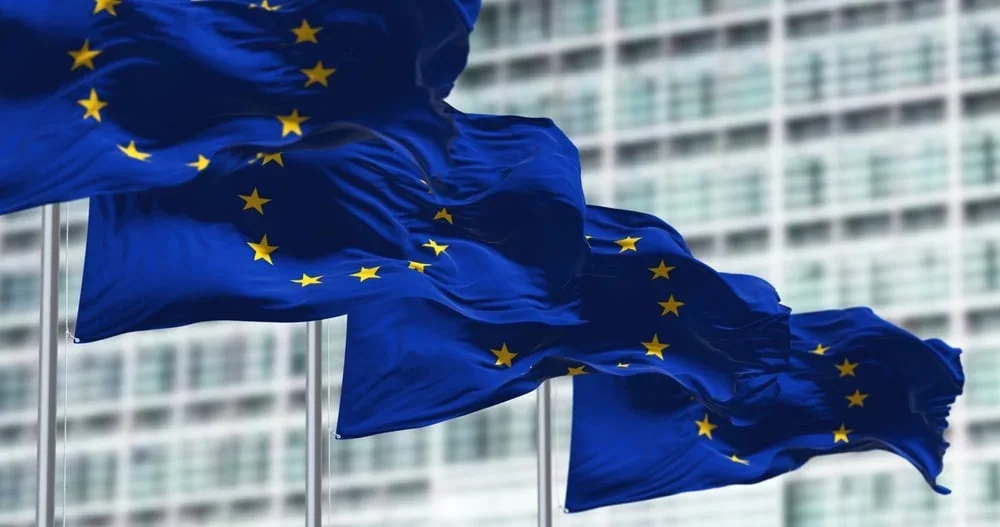 A European Union flag, symbolizing governance and accountability in EU legislative processes.