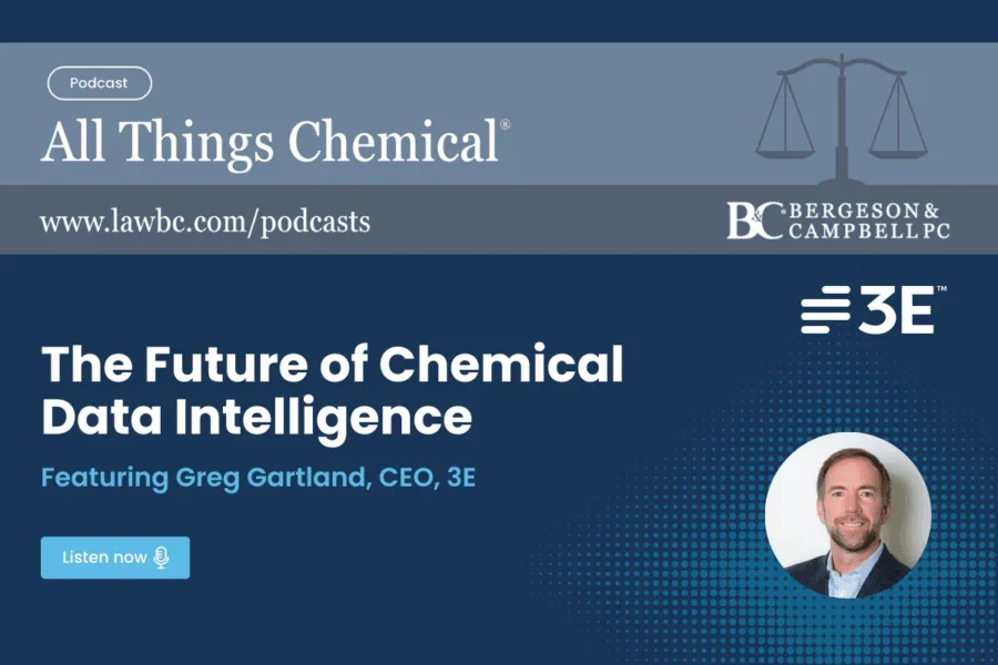 3E's CEO, Greg Gartland, recently joined the All Things Chemical podcast. He shared his perspective on the future of chemical intelligence, the transformative potential of AI for regulatory compliance, and the critical need for trustworthy data.