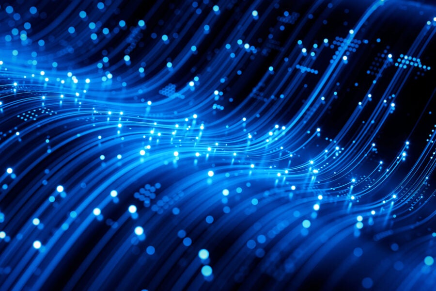 Waves of digital information concept - Data flow background. 3d illustration
