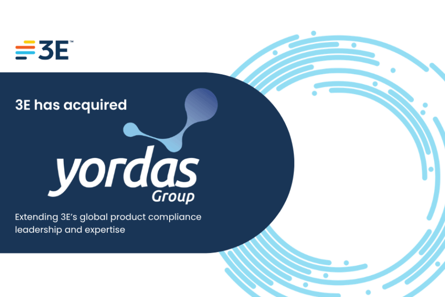 3E Acquires Yordas Group: Expanding Leadership in Product Compliance by Augmenting 3E’s Global Regulatory Content and Expertise, and Adding REACH Registration Services