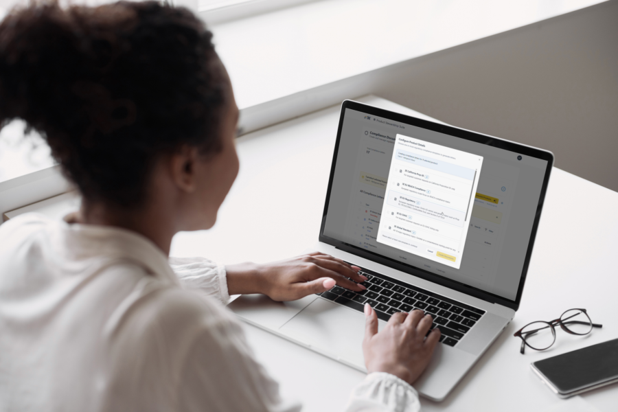 Product steward using 3E Generate to create compliance letters on a laptop